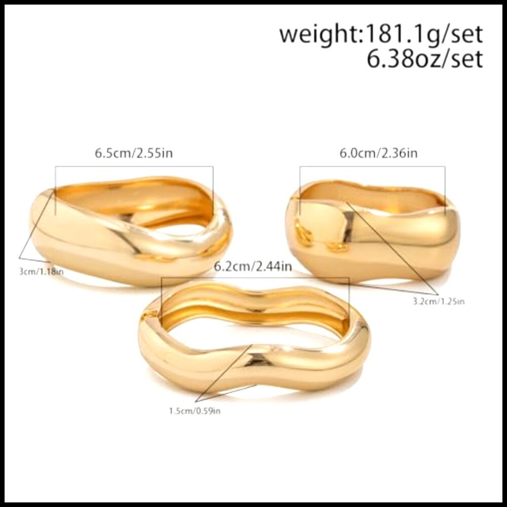 Chunky Statement Cuff Bracelets Stackable Minimal… - image 4